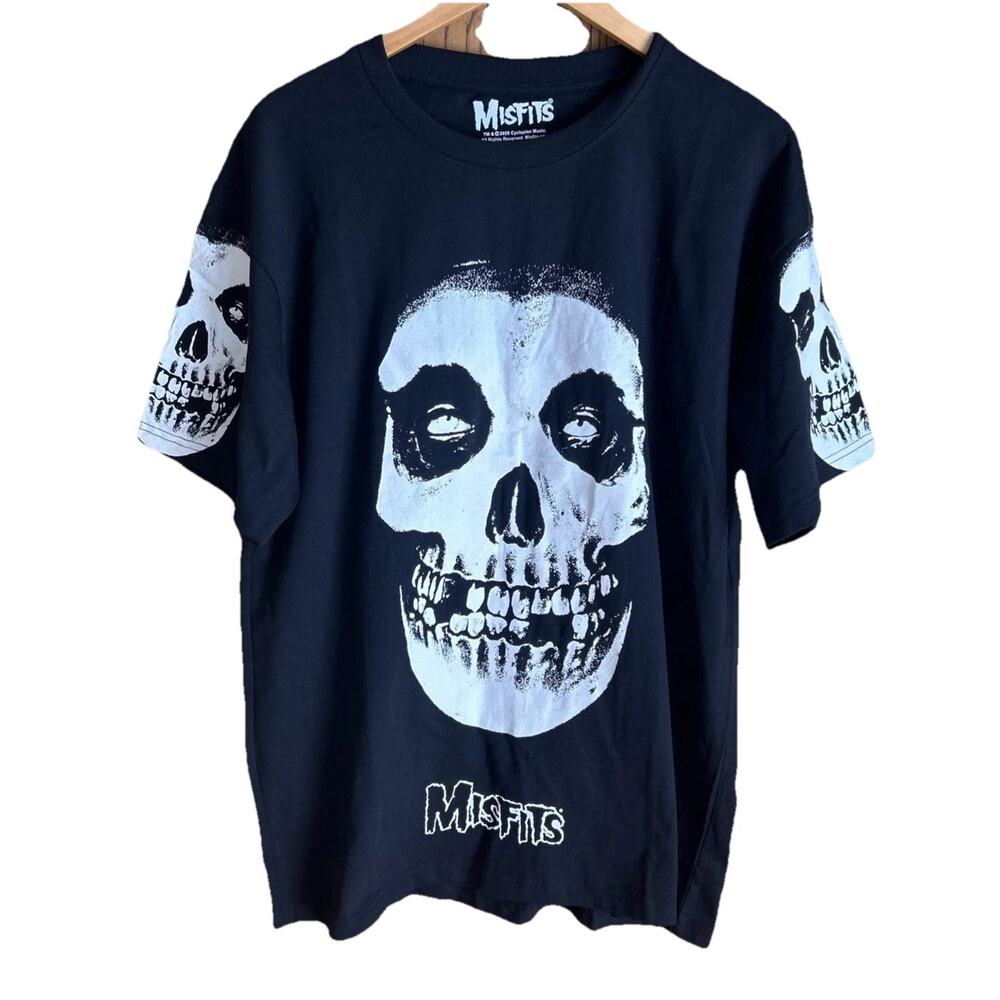 MISFITS Crimson Ghost Official Band T-Shirt Black LARGE Skull On Front + Sleeves